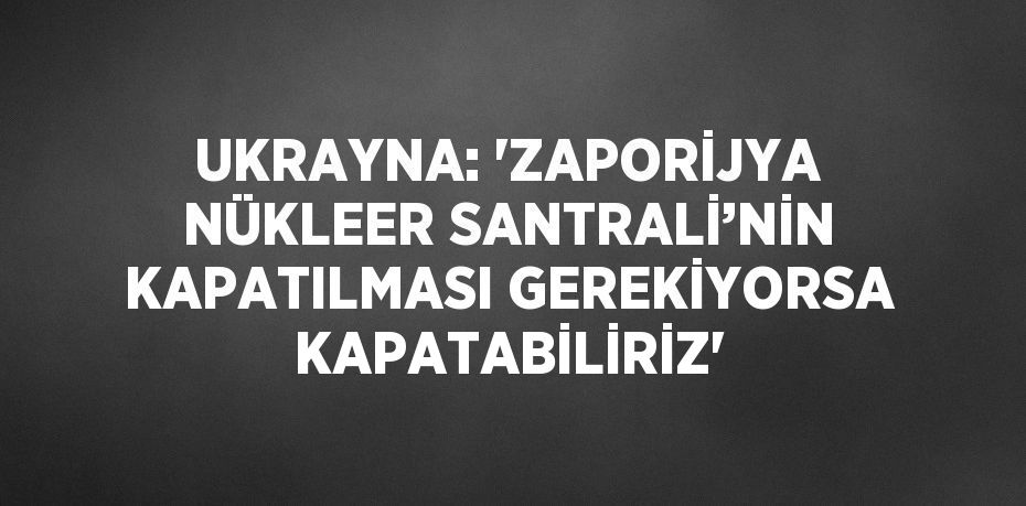 UKRAYNA: 'ZAPORİJYA NÜKLEER SANTRALİ’NİN KAPATILMASI GEREKİYORSA KAPATABİLİRİZ'