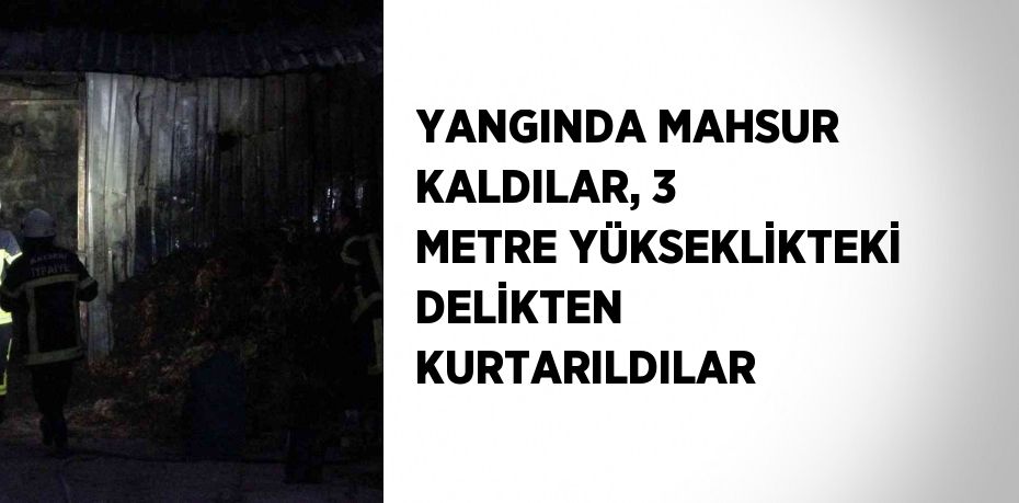 YANGINDA MAHSUR KALDILAR, 3 METRE YÜKSEKLİKTEKİ DELİKTEN KURTARILDILAR