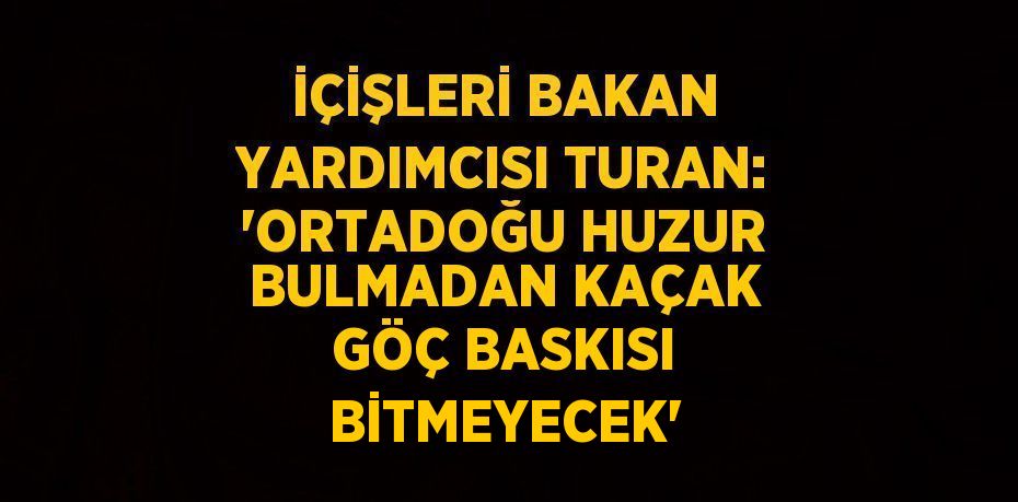 İÇİŞLERİ BAKAN YARDIMCISI TURAN: 'ORTADOĞU HUZUR BULMADAN KAÇAK GÖÇ BASKISI BİTMEYECEK'