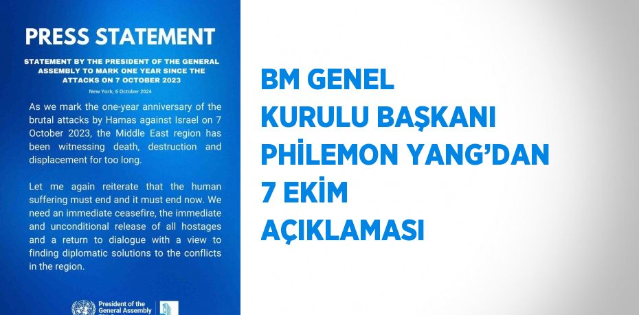 BM GENEL KURULU BAŞKANI PHİLEMON YANG’DAN 7 EKİM AÇIKLAMASI