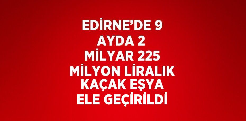 EDİRNE’DE 9 AYDA 2 MİLYAR 225 MİLYON LİRALIK KAÇAK EŞYA ELE GEÇİRİLDİ