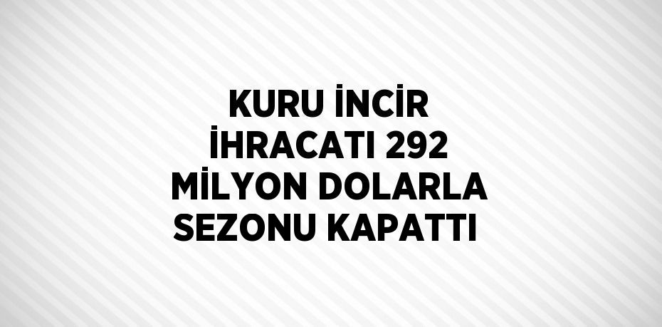 KURU İNCİR İHRACATI 292 MİLYON DOLARLA SEZONU KAPATTI