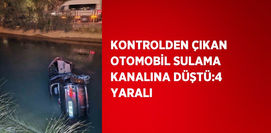 KONTROLDEN ÇIKAN OTOMOBİL SULAMA KANALINA DÜŞTÜ:4 YARALI