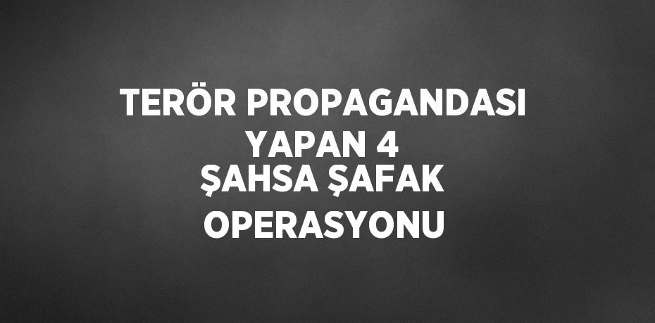 TERÖR PROPAGANDASI YAPAN 4 ŞAHSA ŞAFAK OPERASYONU