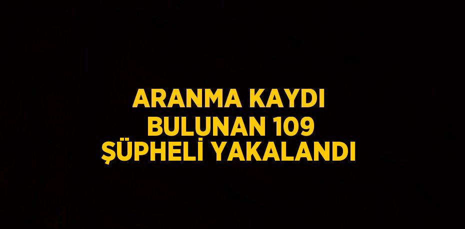 ARANMA KAYDI BULUNAN 109 ŞÜPHELİ YAKALANDI