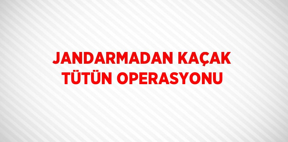 JANDARMADAN KAÇAK TÜTÜN OPERASYONU