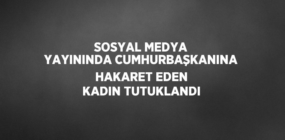 SOSYAL MEDYA YAYININDA CUMHURBAŞKANINA HAKARET EDEN KADIN TUTUKLANDI