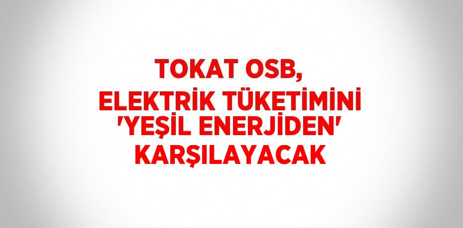 TOKAT OSB, ELEKTRİK TÜKETİMİNİ 'YEŞİL ENERJİDEN' KARŞILAYACAK