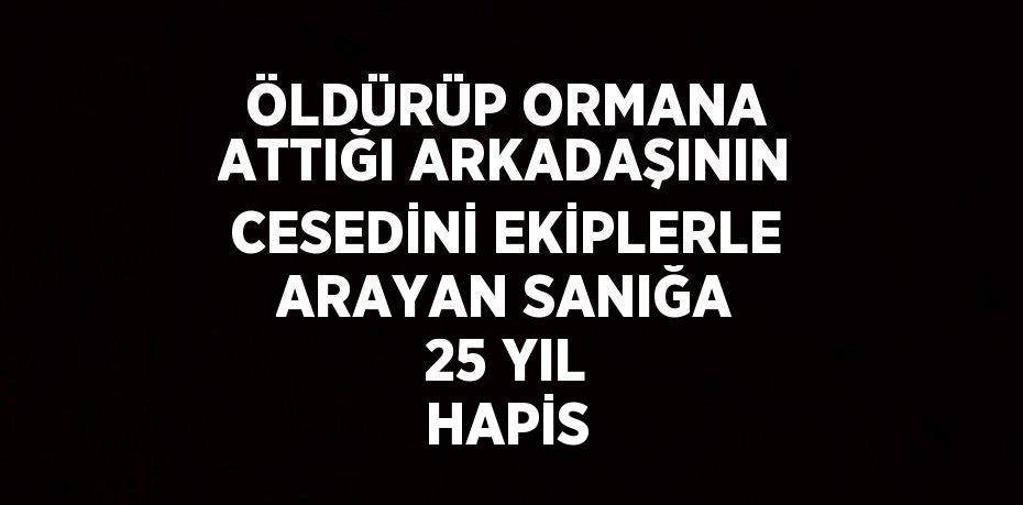 ÖLDÜRÜP ORMANA ATTIĞI ARKADAŞININ CESEDİNİ EKİPLERLE ARAYAN SANIĞA 25 YIL HAPİS