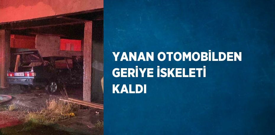 YANAN OTOMOBİLDEN GERİYE İSKELETİ KALDI