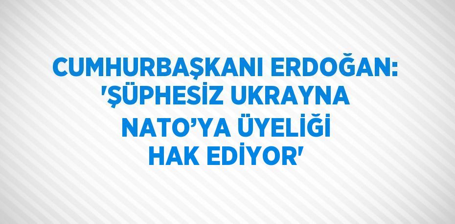 CUMHURBAŞKANI ERDOĞAN: 'ŞÜPHESİZ UKRAYNA NATO’YA ÜYELİĞİ HAK EDİYOR'