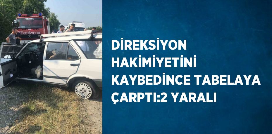 DİREKSİYON HAKİMİYETİNİ KAYBEDİNCE TABELAYA ÇARPTI:2 YARALI