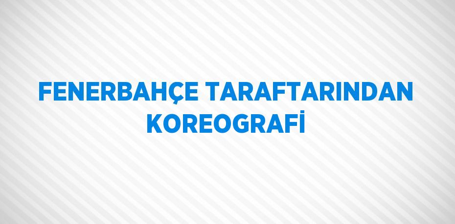 FENERBAHÇE TARAFTARINDAN KOREOGRAFİ