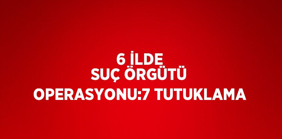 6 İLDE SUÇ ÖRGÜTÜ OPERASYONU:7 TUTUKLAMA