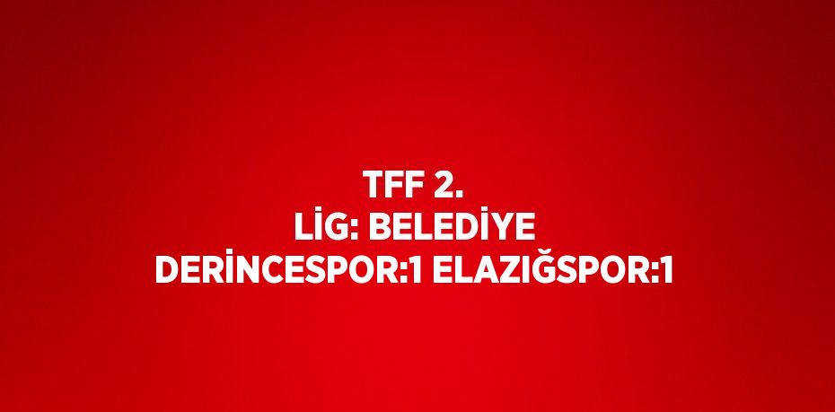 TFF 2. LİG: BELEDİYE DERİNCESPOR:1 ELAZIĞSPOR:1