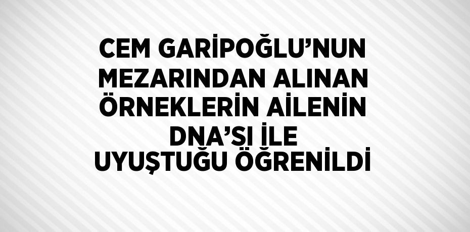 CEM GARİPOĞLU’NUN MEZARINDAN ALINAN ÖRNEKLERİN AİLENİN DNA’SI İLE UYUŞTUĞU ÖĞRENİLDİ