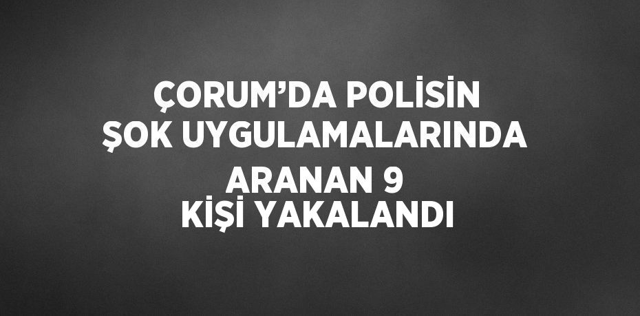 ÇORUM’DA POLİSİN ŞOK UYGULAMALARINDA ARANAN 9 KİŞİ YAKALANDI