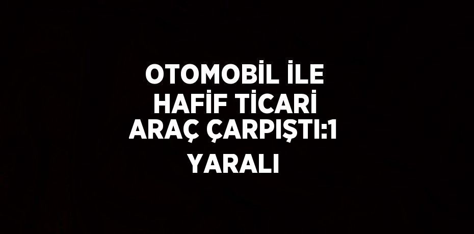 OTOMOBİL İLE HAFİF TİCARİ ARAÇ ÇARPIŞTI:1 YARALI