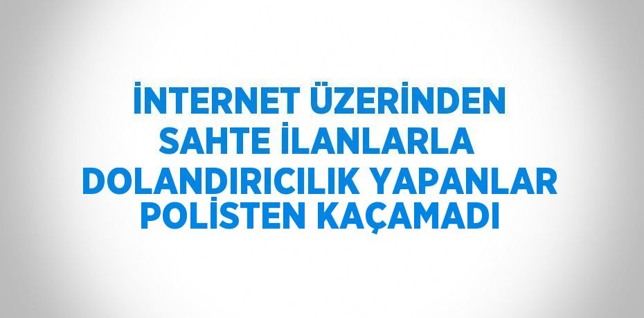 İNTERNET ÜZERİNDEN SAHTE İLANLARLA DOLANDIRICILIK YAPANLAR POLİSTEN KAÇAMADI