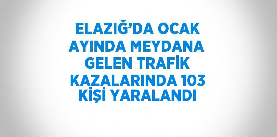 ELAZIĞ’DA OCAK AYINDA MEYDANA GELEN TRAFİK KAZALARINDA 103 KİŞİ YARALANDI