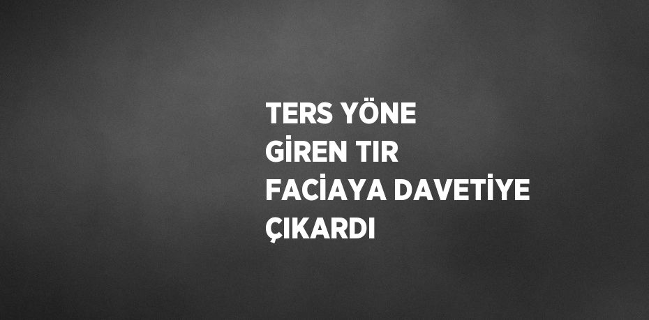 TERS YÖNE GİREN TIR FACİAYA DAVETİYE ÇIKARDI