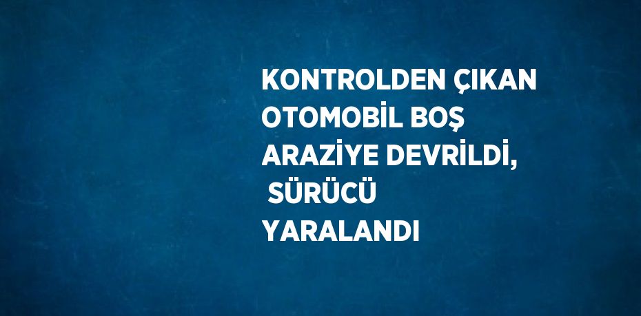 KONTROLDEN ÇIKAN OTOMOBİL BOŞ ARAZİYE DEVRİLDİ,  SÜRÜCÜ YARALANDI