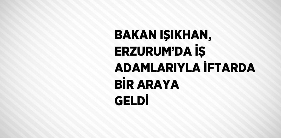 BAKAN IŞIKHAN, ERZURUM’DA İŞ ADAMLARIYLA İFTARDA BİR ARAYA GELDİ