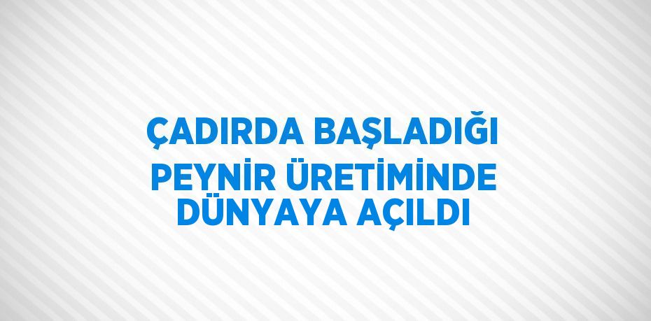 ÇADIRDA BAŞLADIĞI PEYNİR ÜRETİMİNDE DÜNYAYA AÇILDI