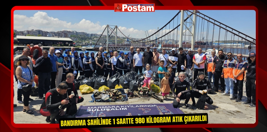 Bandırma sahilinde 1 Saatte 980 Kilogram atık çıkarıldı