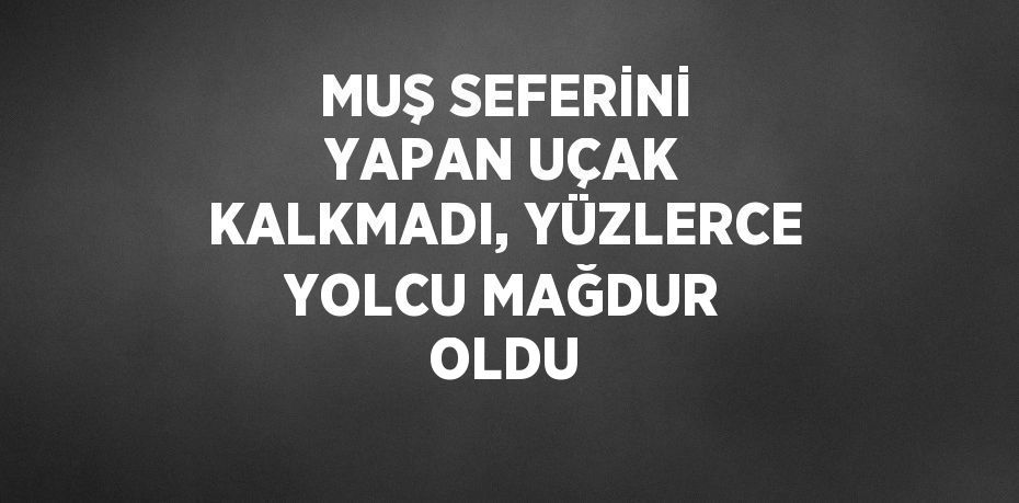 MUŞ SEFERİNİ YAPAN UÇAK KALKMADI, YÜZLERCE YOLCU MAĞDUR OLDU