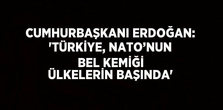 CUMHURBAŞKANI ERDOĞAN: 'TÜRKİYE, NATO’NUN BEL KEMİĞİ ÜLKELERİN BAŞINDA'