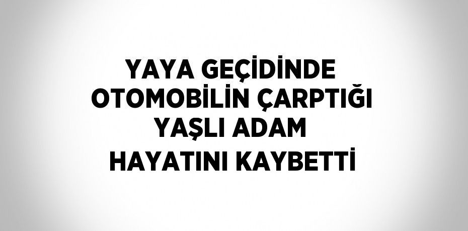 YAYA GEÇİDİNDE OTOMOBİLİN ÇARPTIĞI YAŞLI ADAM HAYATINI KAYBETTİ