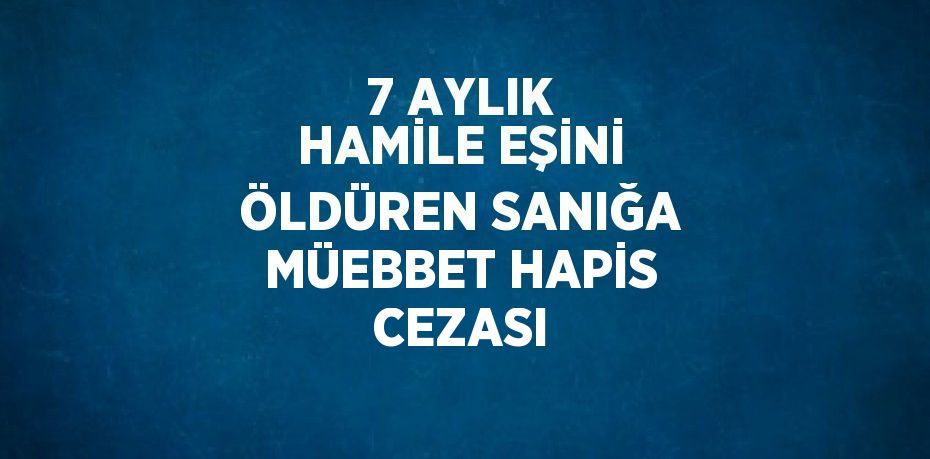 7 AYLIK HAMİLE EŞİNİ ÖLDÜREN SANIĞA MÜEBBET HAPİS CEZASI