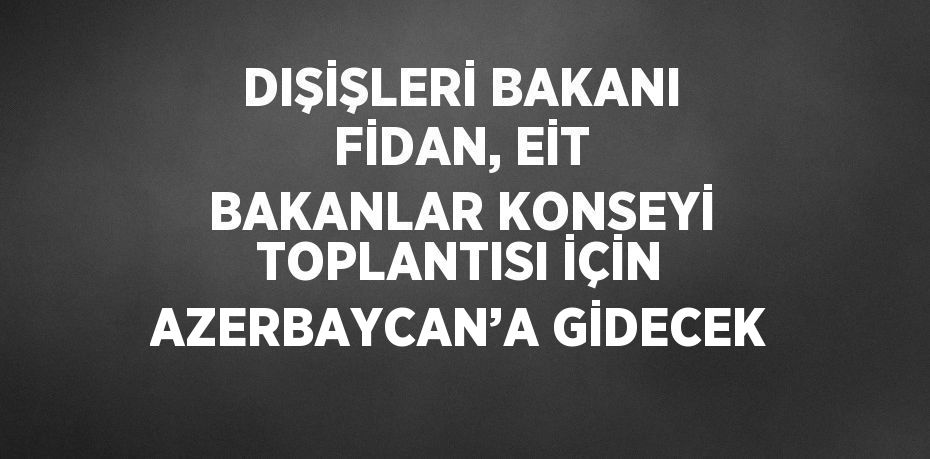 DIŞİŞLERİ BAKANI FİDAN, EİT BAKANLAR KONSEYİ TOPLANTISI İÇİN AZERBAYCAN’A GİDECEK