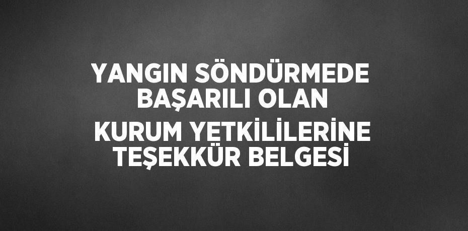 YANGIN SÖNDÜRMEDE BAŞARILI OLAN KURUM YETKİLİLERİNE TEŞEKKÜR BELGESİ