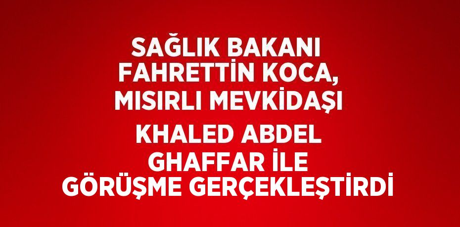 SAĞLIK BAKANI FAHRETTİN KOCA, MISIRLI MEVKİDAŞI KHALED ABDEL GHAFFAR İLE GÖRÜŞME GERÇEKLEŞTİRDİ