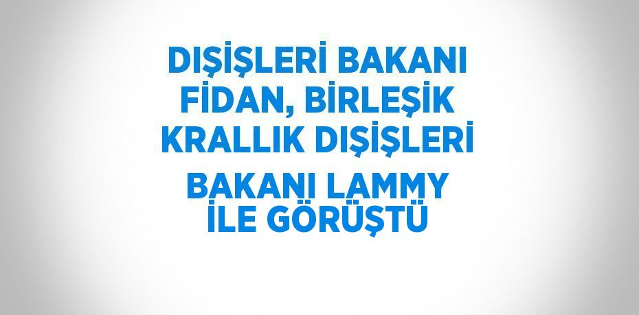 DIŞİŞLERİ BAKANI FİDAN, BİRLEŞİK KRALLIK DIŞİŞLERİ BAKANI LAMMY İLE GÖRÜŞTÜ