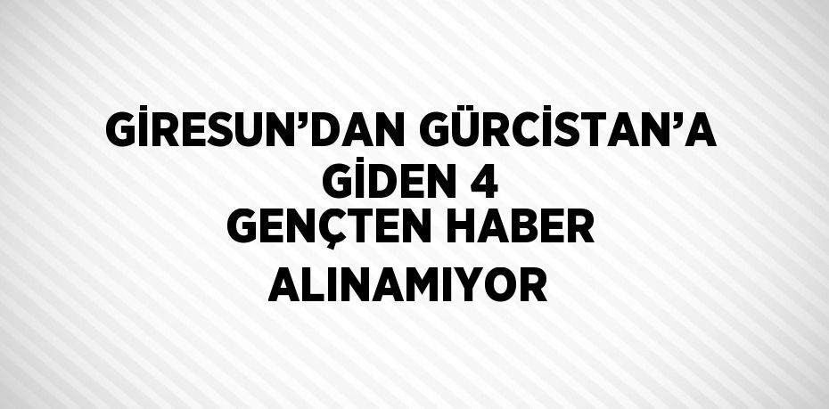 GİRESUN’DAN GÜRCİSTAN’A GİDEN 4 GENÇTEN HABER ALINAMIYOR