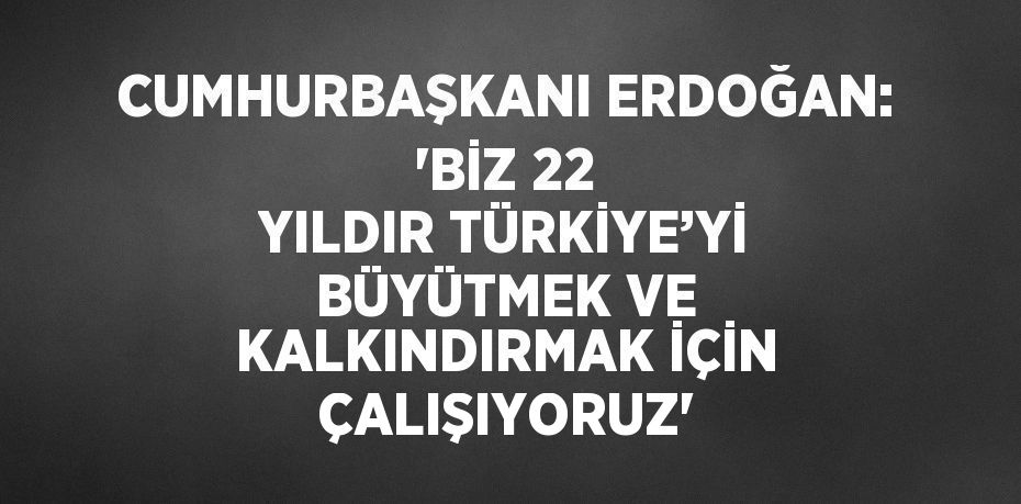 CUMHURBAŞKANI ERDOĞAN: 'BİZ 22 YILDIR TÜRKİYE’Yİ BÜYÜTMEK VE KALKINDIRMAK İÇİN ÇALIŞIYORUZ'