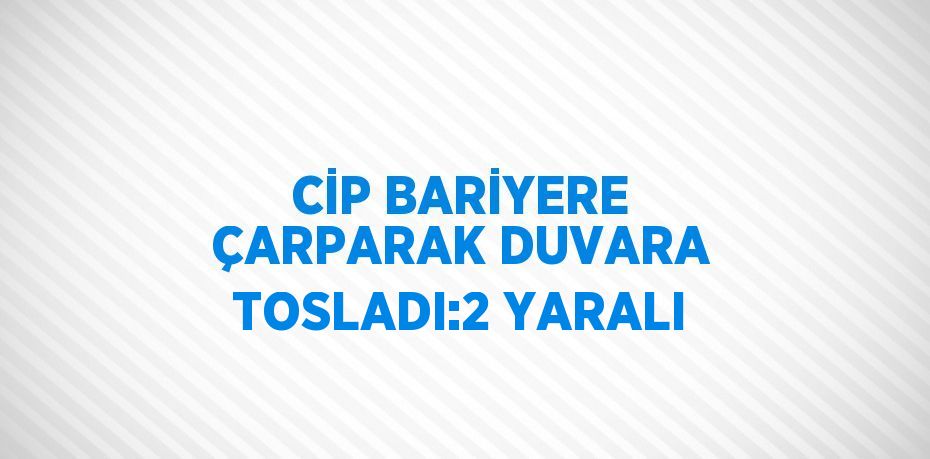 CİP BARİYERE ÇARPARAK DUVARA TOSLADI:2 YARALI