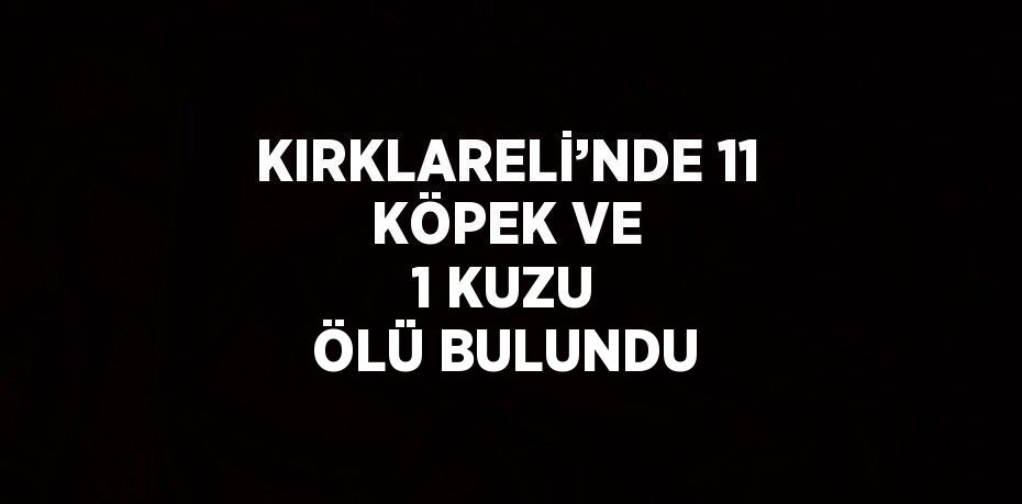 KIRKLARELİ’NDE 11 KÖPEK VE 1 KUZU ÖLÜ BULUNDU