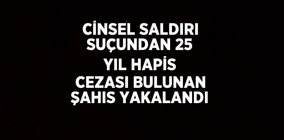 CİNSEL SALDIRI SUÇUNDAN 25 YIL HAPİS CEZASI BULUNAN ŞAHIS YAKALANDI