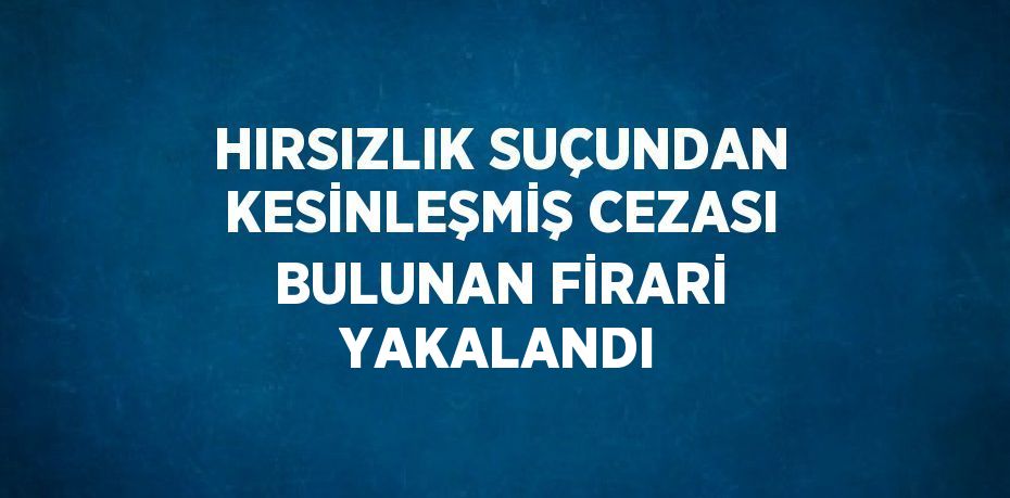 HIRSIZLIK SUÇUNDAN KESİNLEŞMİŞ CEZASI BULUNAN FİRARİ YAKALANDI