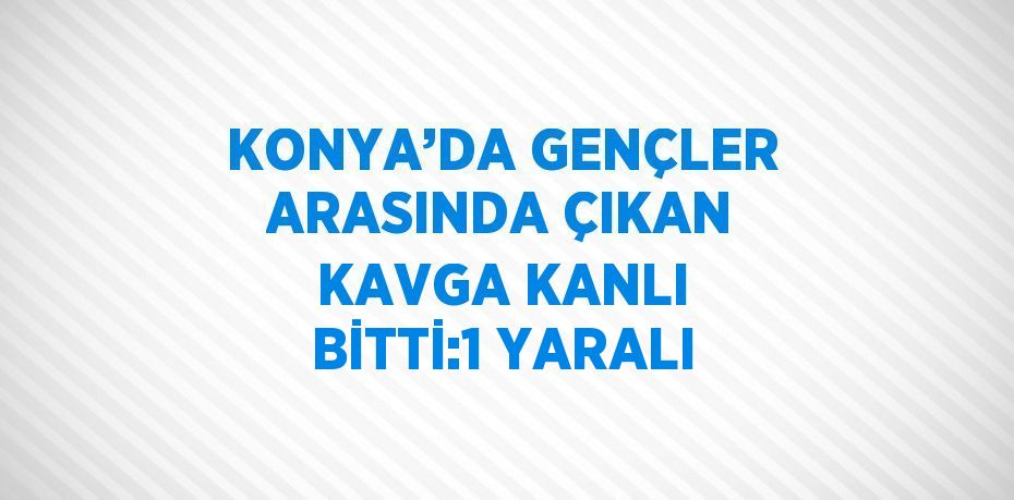 KONYA’DA GENÇLER ARASINDA ÇIKAN KAVGA KANLI BİTTİ:1 YARALI