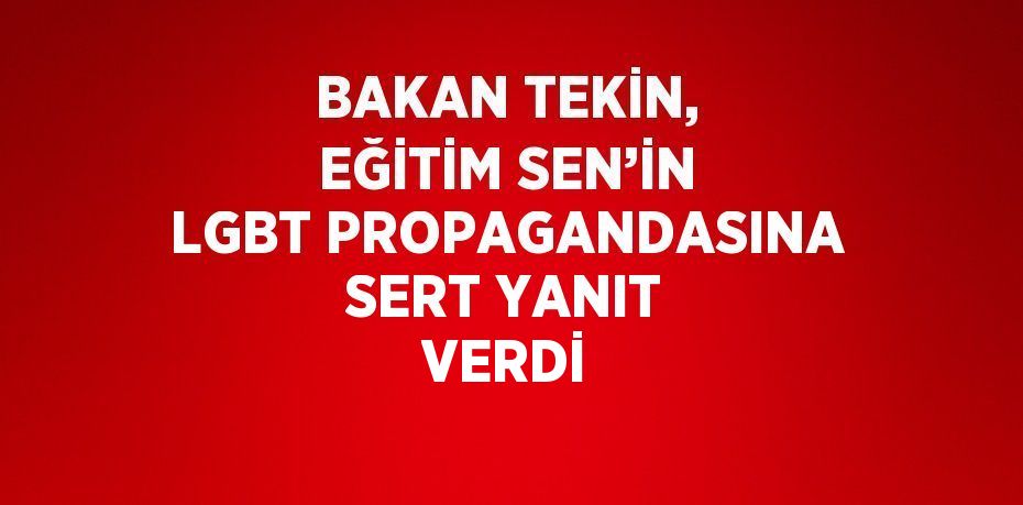 BAKAN TEKİN, EĞİTİM SEN’İN LGBT PROPAGANDASINA SERT YANIT VERDİ