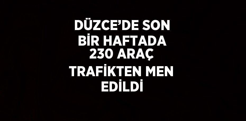 DÜZCE’DE SON BİR HAFTADA 230 ARAÇ TRAFİKTEN MEN EDİLDİ