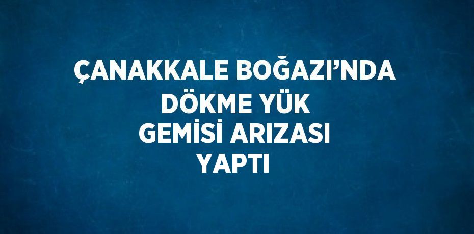 ÇANAKKALE BOĞAZI’NDA DÖKME YÜK GEMİSİ ARIZASI YAPTI