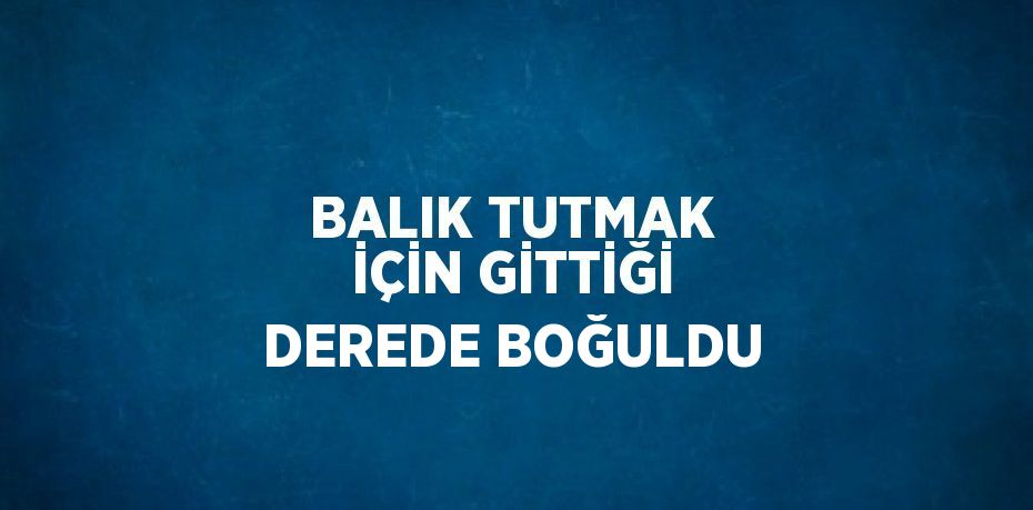 BALIK TUTMAK İÇİN GİTTİĞİ DEREDE BOĞULDU