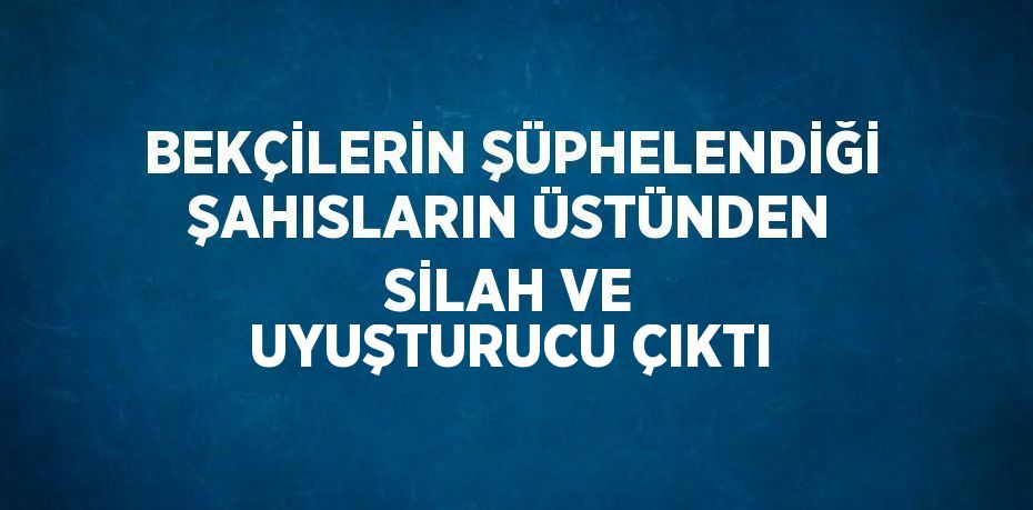 BEKÇİLERİN ŞÜPHELENDİĞİ ŞAHISLARIN ÜSTÜNDEN SİLAH VE UYUŞTURUCU ÇIKTI