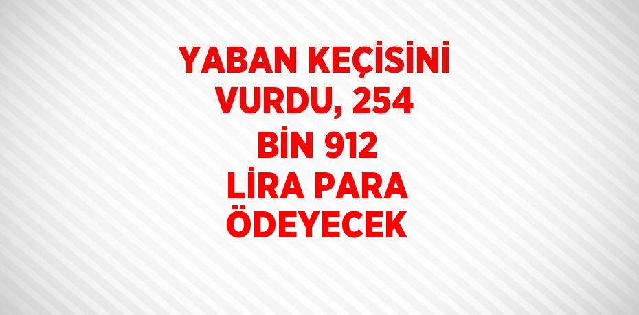 YABAN KEÇİSİNİ VURDU, 254 BİN 912 LİRA PARA ÖDEYECEK